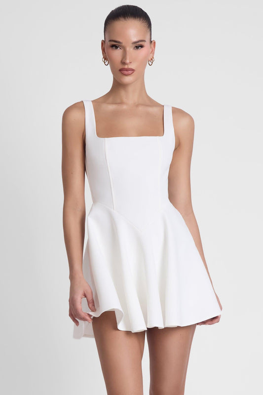 Sloane Square Neck Corset Mini Dress - White