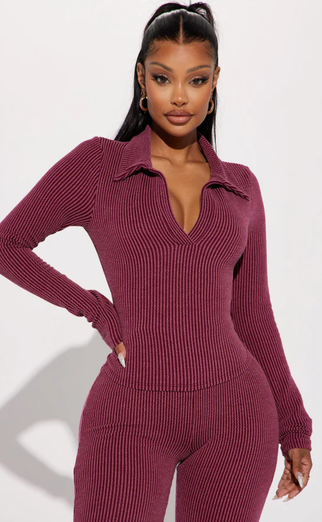 Aria Ribbed Flare Lounge Set | Soft Stretch Two-Piece Outfit